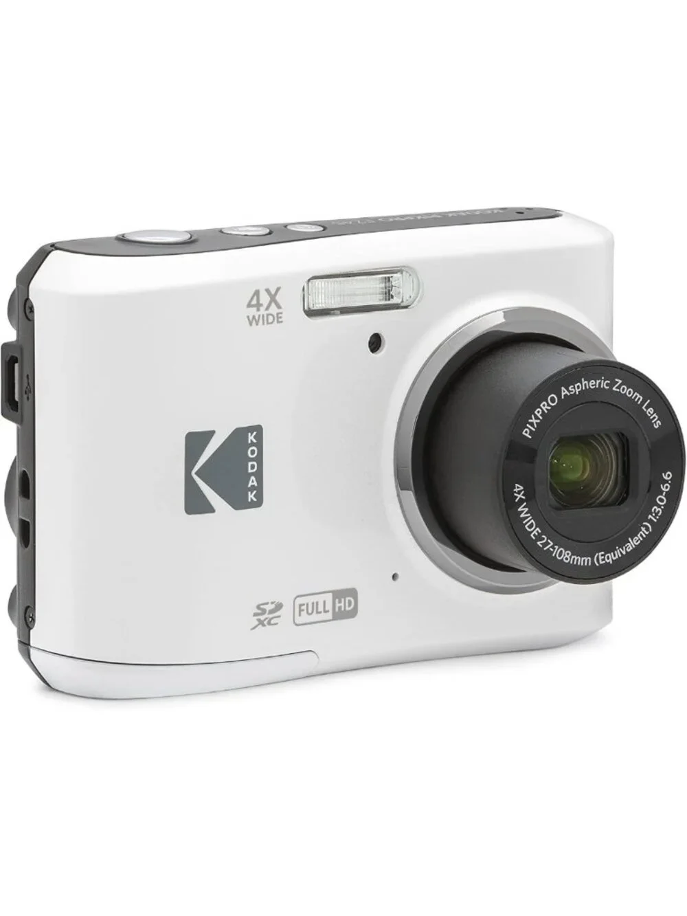 16MP Compact Digital Camera with 4X Optical Zoom, Lightweight, AA Battery, White